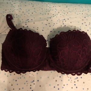 32D PINK Date Push Up Bra Burgundy